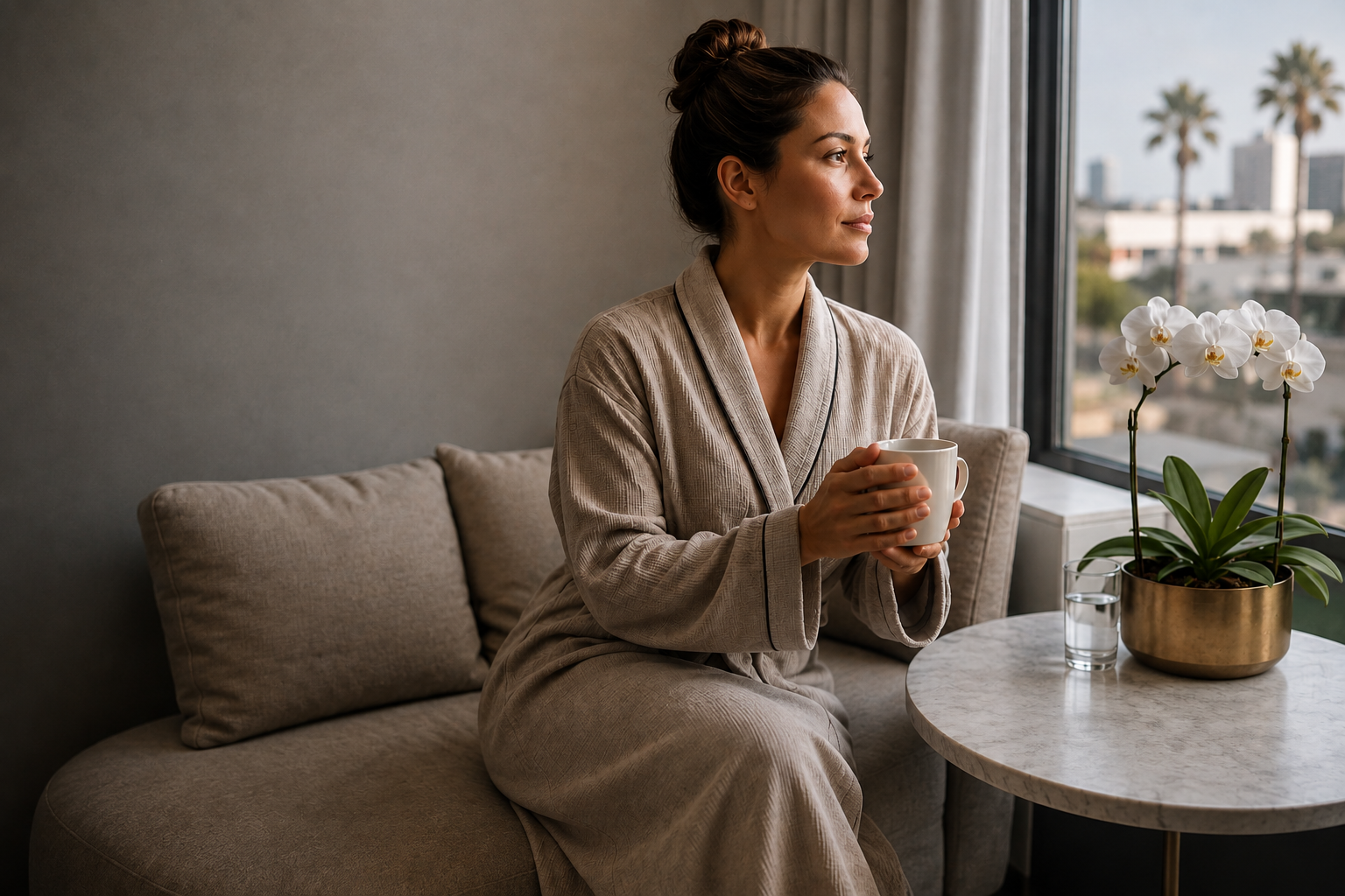 Patient recovering in a calm, private suite at Beauty Enhance